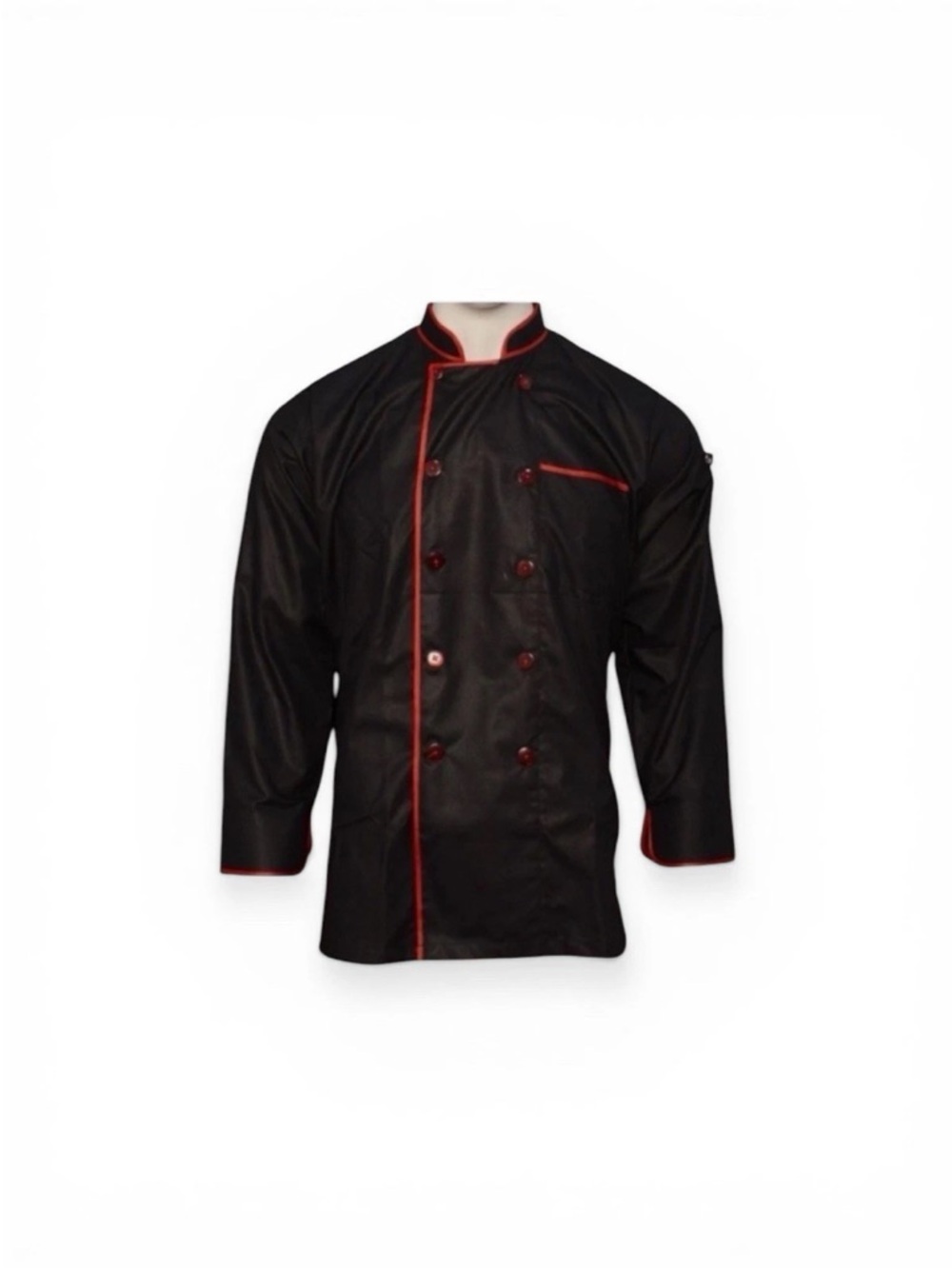 Black Chef Jacket with Red Trim - Men Jackets & Coats